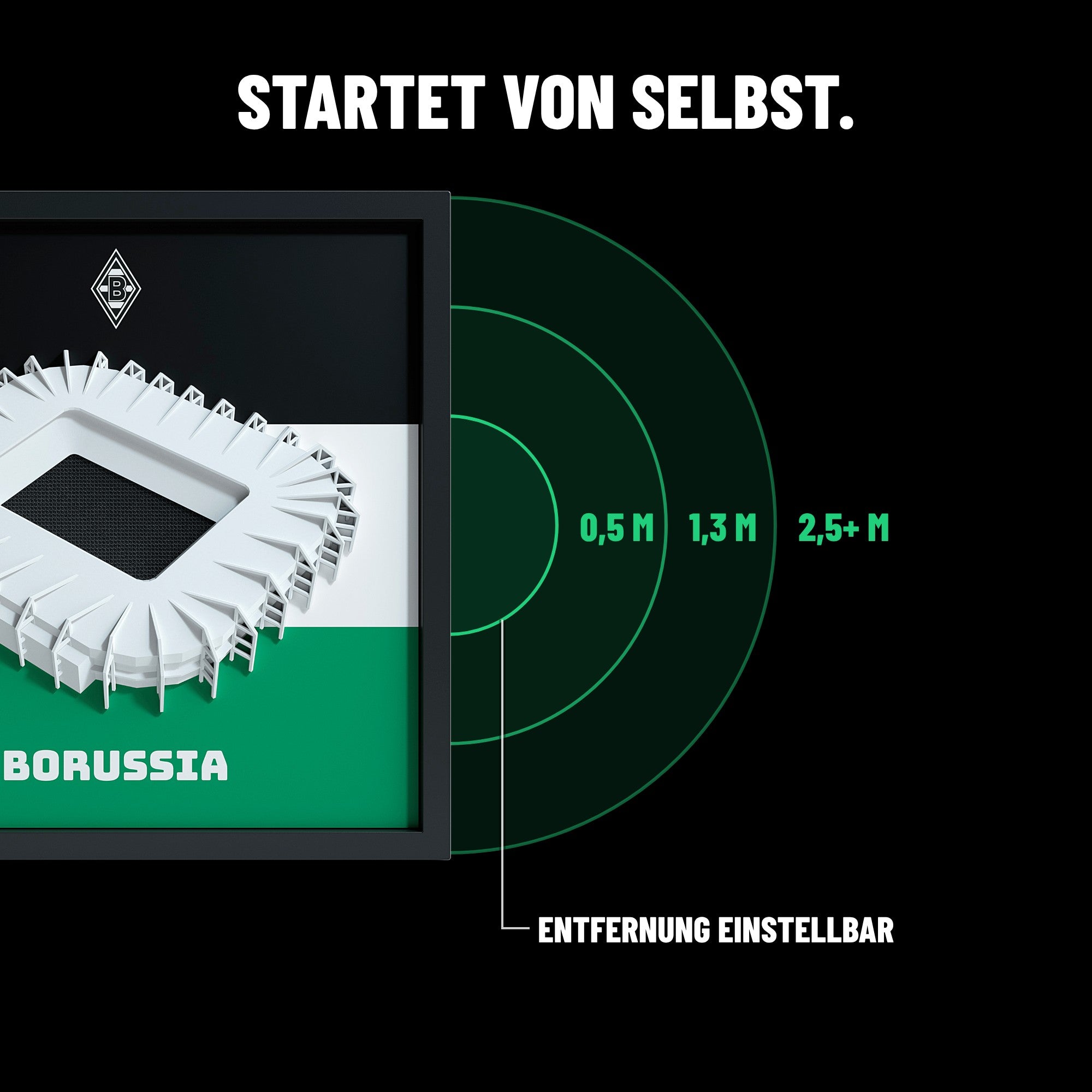 Gladbach FanBox Gänsehaut-Sensor: startet von selbst, Entfernung einstellbar (0,5 m, 1,3 m, 2,5+ m)