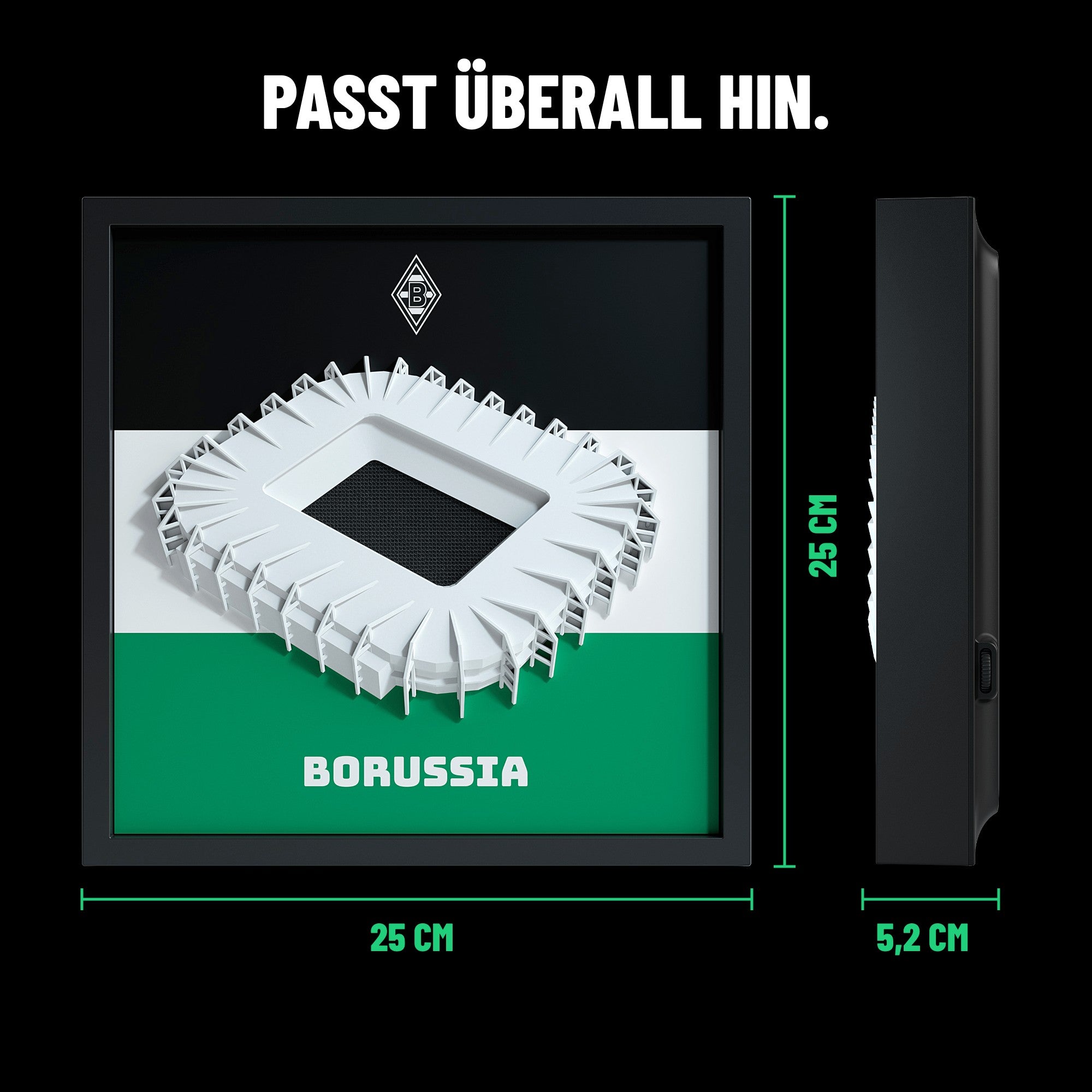 Gladbach FanBox Maße: 25 × 25 cm, 5,2 cm tief