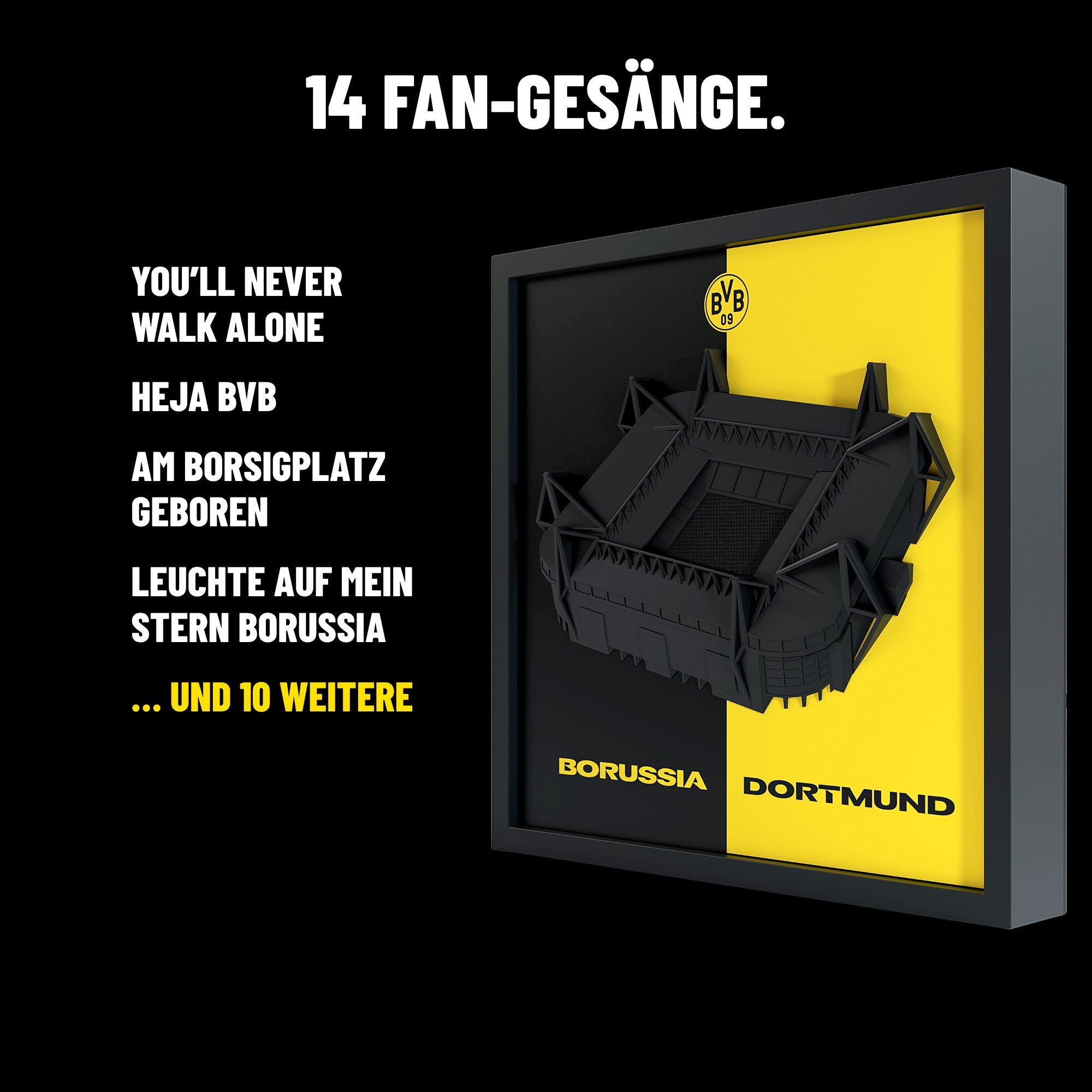 BVB FanBox mit 14 Fan-Gesängen, u. a. You'll Never Walk Alone, Heja BVB, Am Borsigplatz geboren