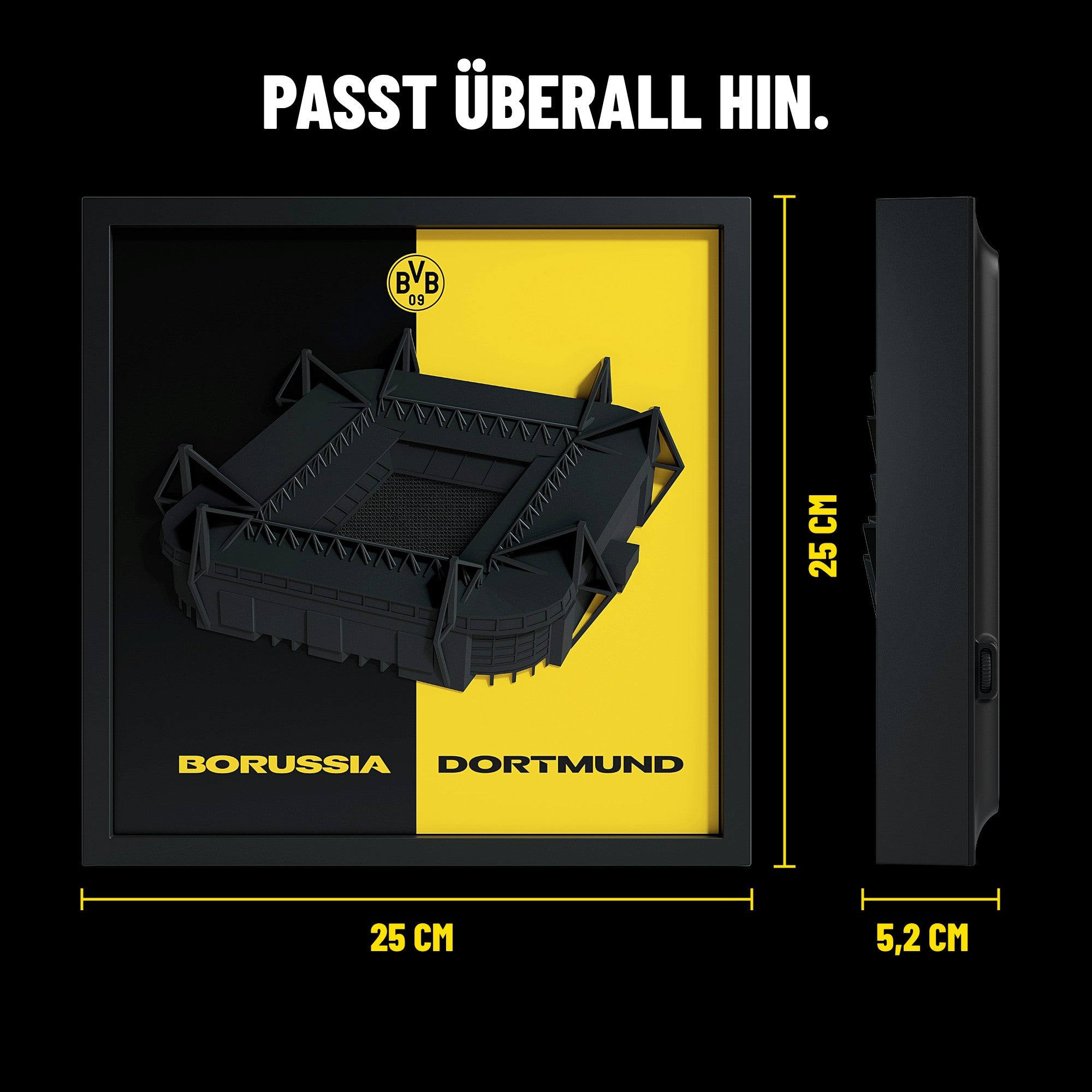 BVB FanBox Maße: 25 × 25 cm, 5,2 cm tief