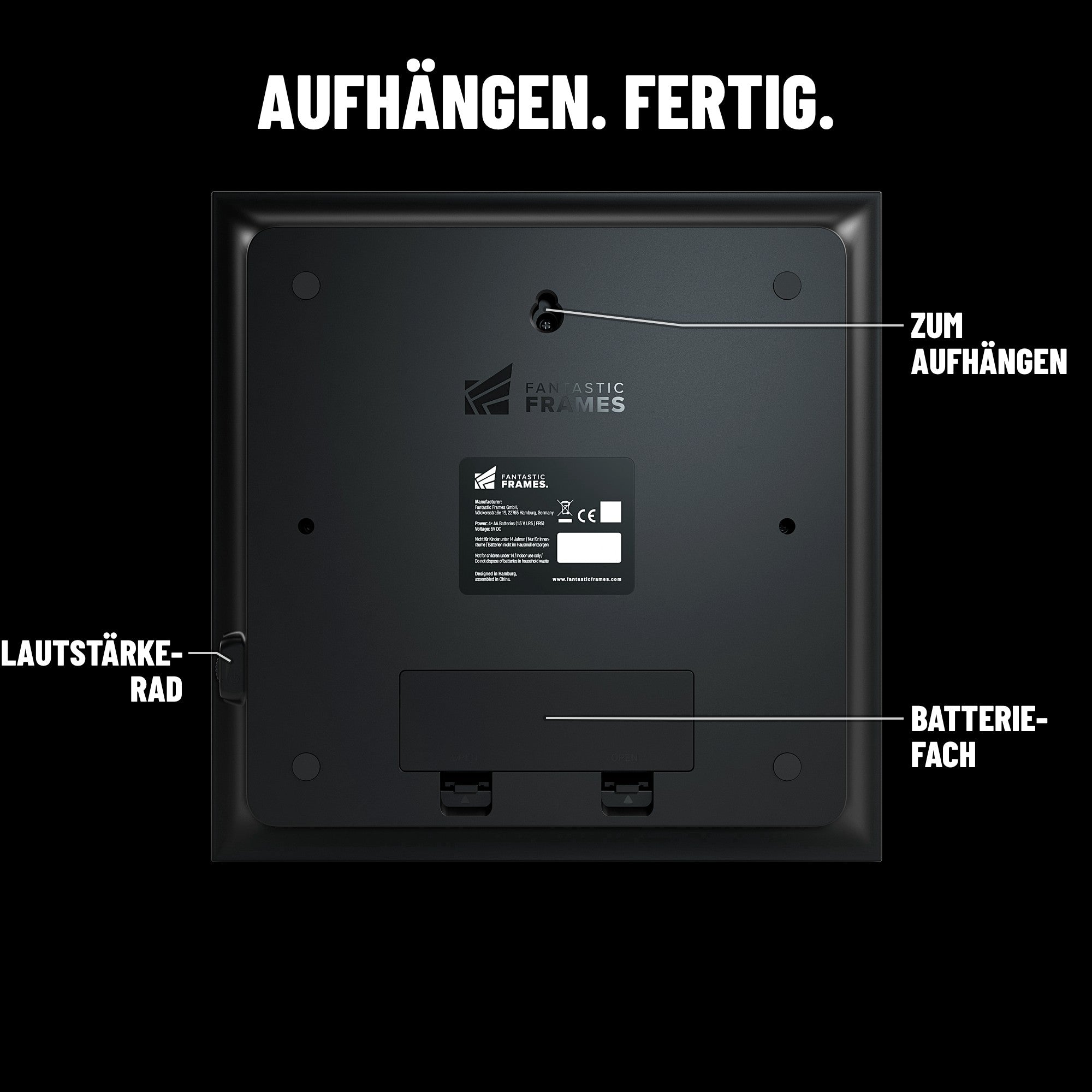FC Bayern FanBox Rückseite mit Wandaufhängung, Batteriefach und Lautstärkerad
