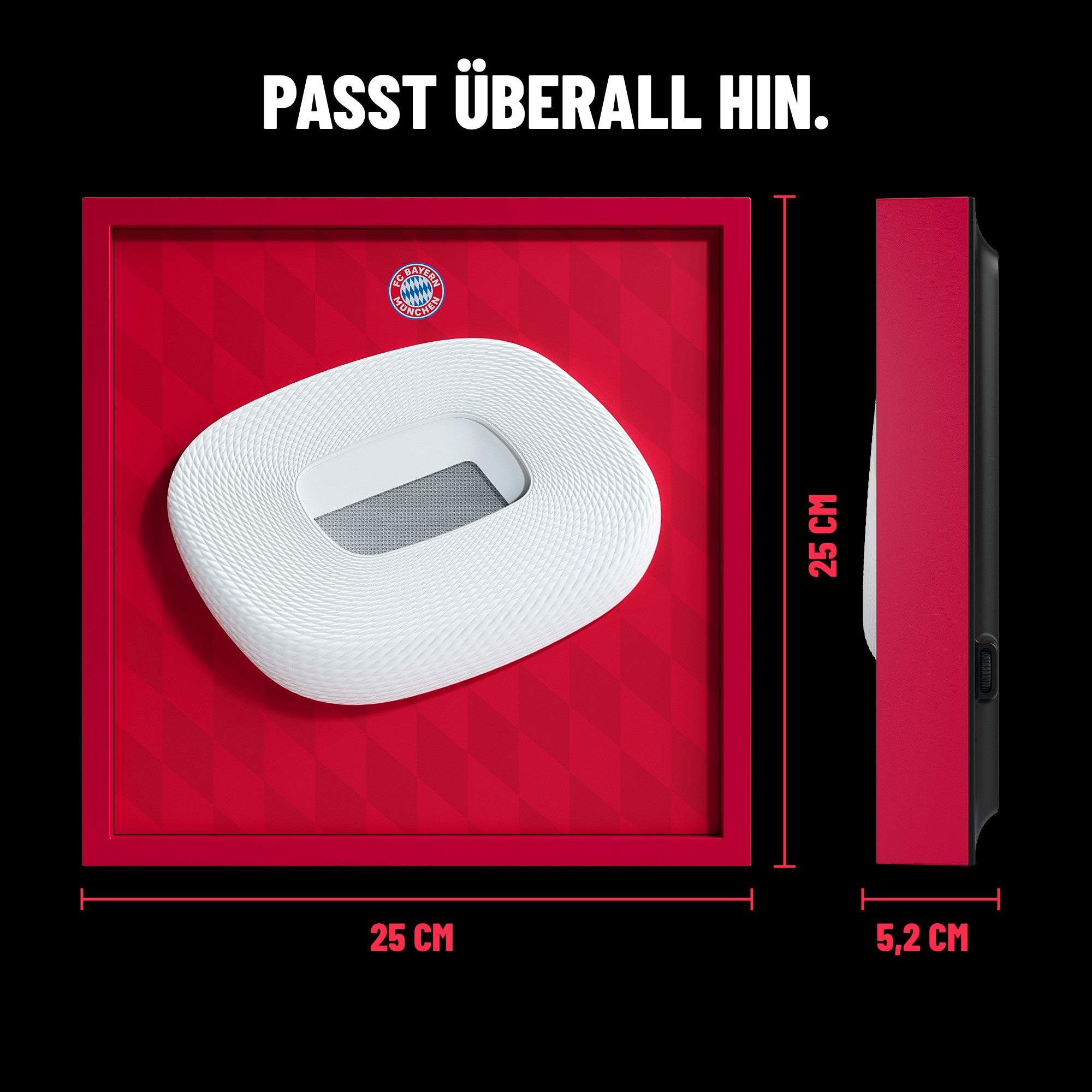 FC Bayern FanBox Maße: 25 × 25 cm, 5,2 cm tief