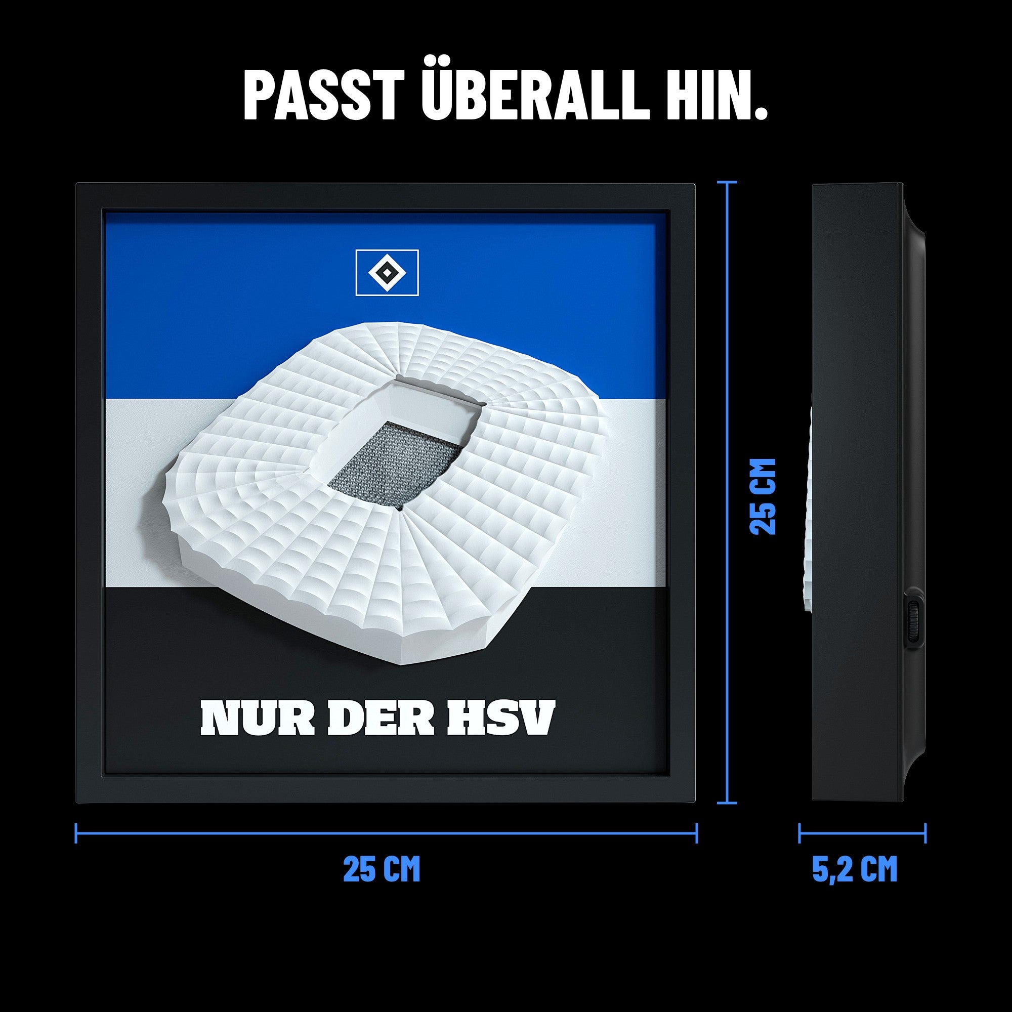 HSV FanBox Maße: 25 × 25 cm, 5,2 cm tief