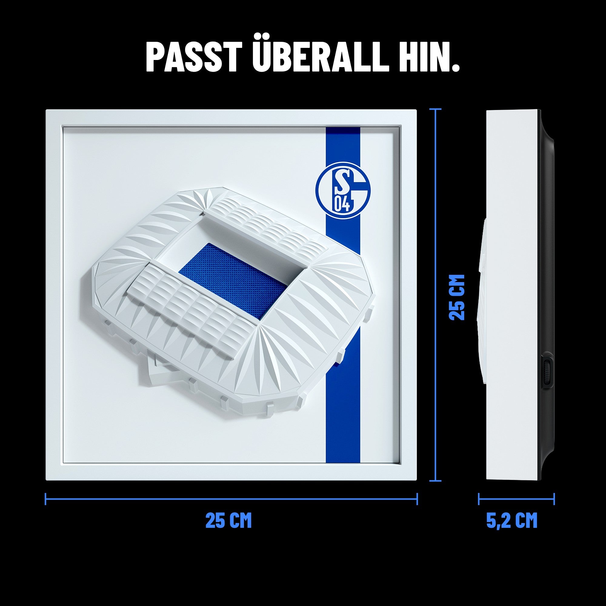 Schalke 04 FanBox Maße: 25 × 25 cm, 5,2 cm tief